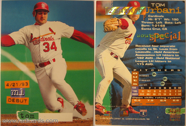 Tom Urbani 1994 Stadium Club #392 Error