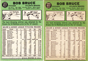 Bob Bruce 1967 Topps #417 Variation Comparison