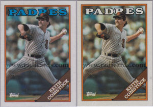 Keith Comstock 1988 Topps #778 Variation Comparison