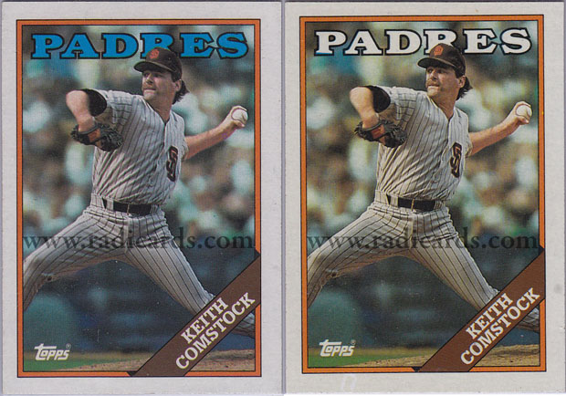 Keith Comstock 1988 Topps #778 Variation Comparison