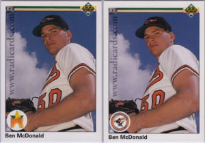 Ben McDonald 1990 Upper Deck #54 Variation Comparison