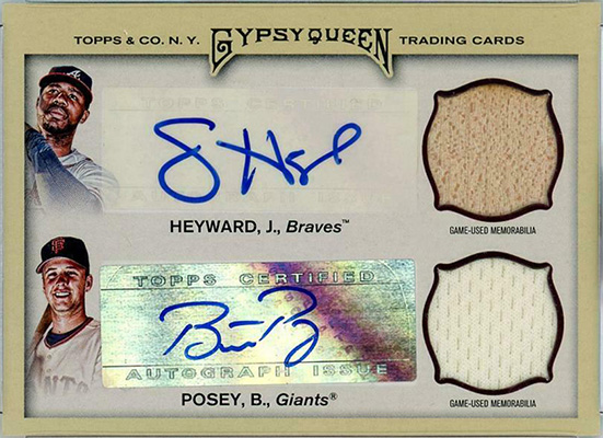 J.Heyward/B.Posey 2011 Topps Gypsy Queen Dual Relic Autographs #DAR-HP /15