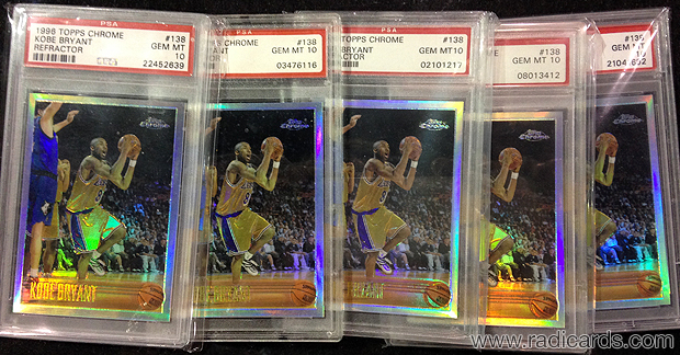 2015 NSCC Kobe Bryant 1996-97 Topps Chrome #138 Refractor PSA Lot