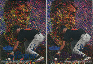 Roberto Alomar 1998 Flair Showcase Row 1 #52 Legacy Collection Variation Comparison