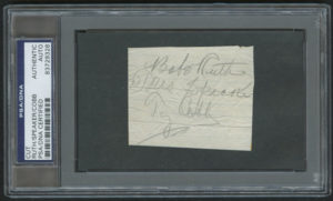 2x3 Cut Signed by: Babe Ruth, Tris Speaker, and Ty Cobb | Source: pristineauction.com