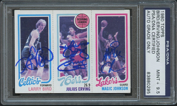 Larry Bird, Julius Erving, Magic Johnson 1980-81 Topps #34 | Source: pristineauction.com