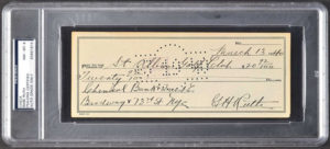 Babe Ruth Signed Personal Bank Check