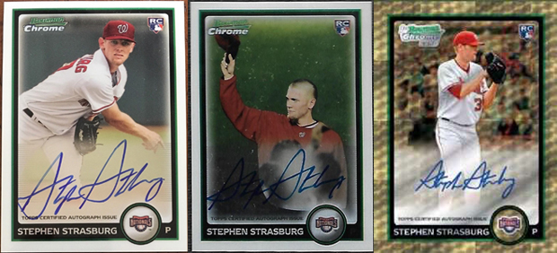 The Three Different Stephen Strasburg 2010 Bowman Chrome AUs