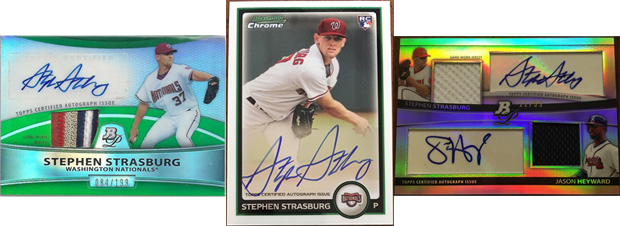 The Three Different Stephen Strasburg 2010 Bowman AUs That Can Be Found As Superfractors
