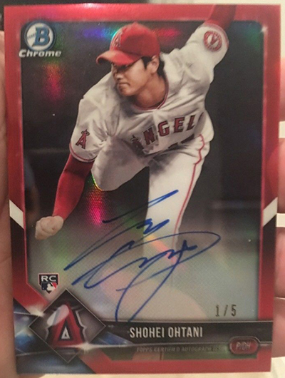 Shohei Ohtani 2018 Bowman Chrome Rookie Autographs #CRASO Red Refractor /5