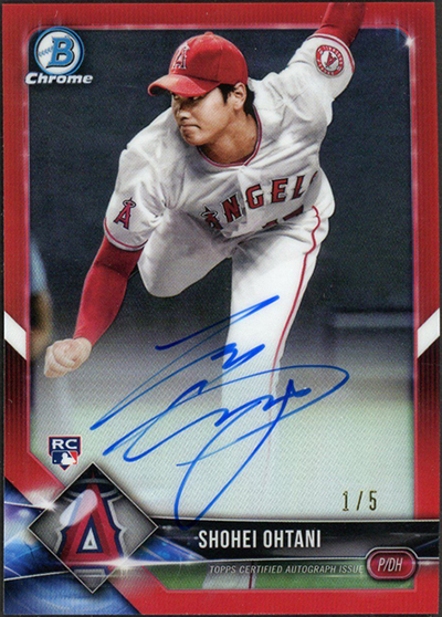 Shohei Ohtani 2018 Bowman Chrome Rookie Autographs #CRASO Red Refractor /5