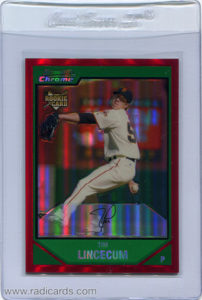 Tim Lincecum 2007 Bowman Chrome #217 Red Refractor /5