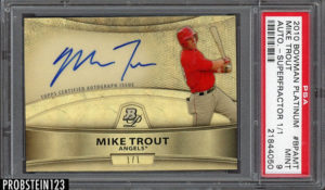 Mike Trout 2010 Bowman Platinum Prospects Autographs #MT Superfractor /1