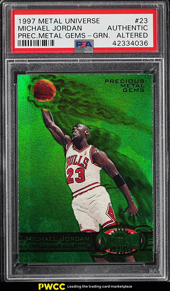 Michael Jordan 1997-98 Metal Universe #23 Precious Metal Gems Emerald /10