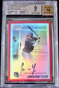 Christian Yelich 2010 Bowman Chrome Draft Prospects #BDPP78 Red Refractor AU /5
