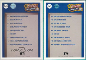 Reggie Jackson 1990 Upper Deck Heroes #9 Hologram Comparison
