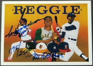 Reggie Jackson 1990 Upper Deck Heroes #9 AU /2500 w/ False Inscription
