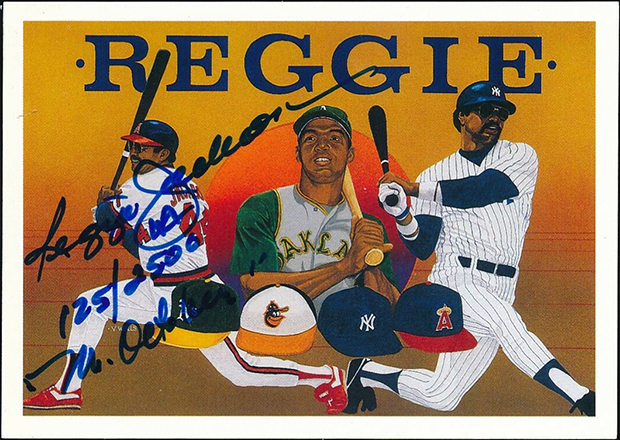 Reggie Jackson 1990 Upper Deck Heroes #9 AU /2500 w/ False Inscription