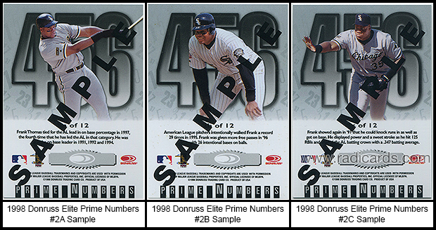 1998 Donruss Elite Prime Numbers Sample Baseball Cards