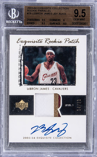 LeBron James 2003-04 Exquisite Collection #78 Rookie Patch Parallel /23 BGS 9.5