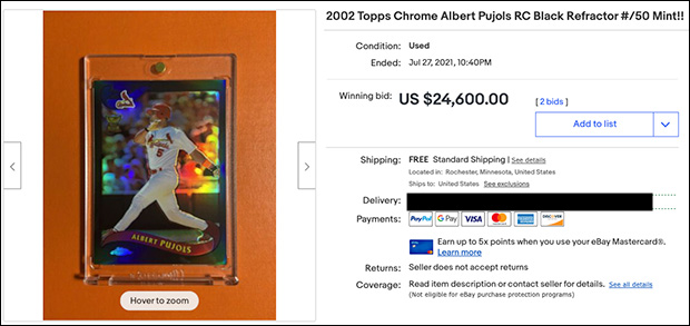 Albert Pujols 2002 Topps Chrome #160 Black Refractor /50