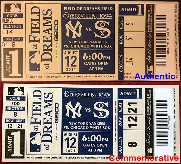 2021 Field of Dreams Game Tickets: Authentic & Commemorative
