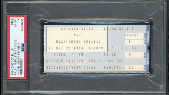 Michael Jordan 10/26/1984 NBA Debut Ticket Stub