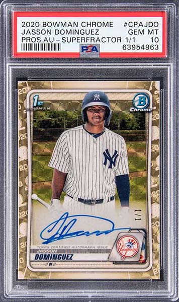 Jasson Dominguez 2020 Bowman Chrome Prospect Autographs #CPA-JDO Superfractor /1