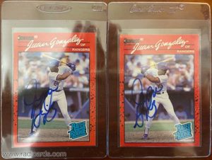 Juan Gonzalez 1990 Donruss #33 Signed examples of both Error and Correct