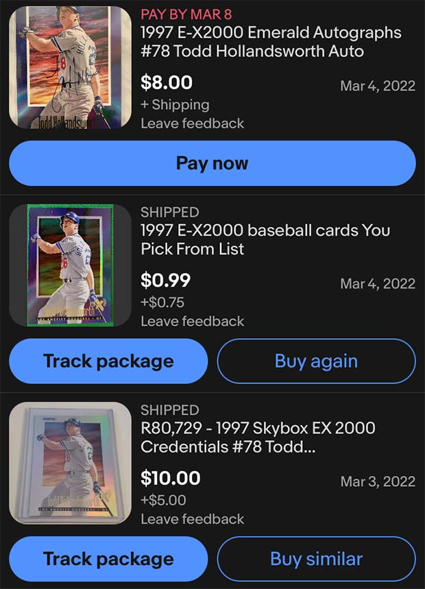 Todd Hollandsworth 1997 E-X2000 #78 eBay Listings