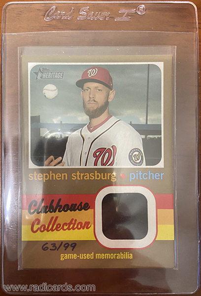 Stephen Strasburg 2020 Topps Heritage Clubhouse Collection Relics #CCR-SS Gold /99