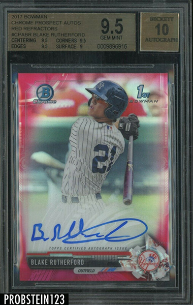 Blake Rutherford 2017 Bowman Chrome Prospect Autographs #CPA-BR Red Refractor /5