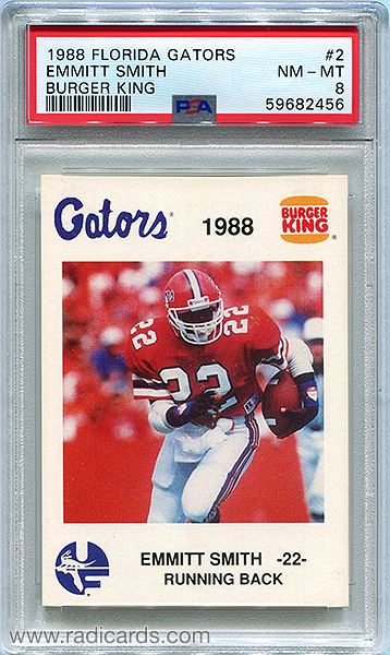 Emmitt Smith 1988 Florida Burger King #2a w/ Logo PSA 8