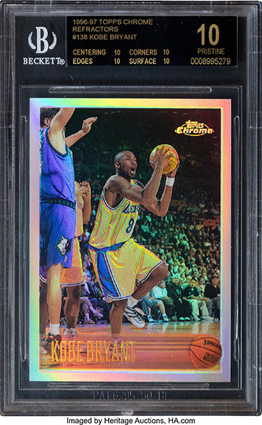 Kobe Bryant 1996-97 Topps Chrome Refractor Black Label 10 Sells