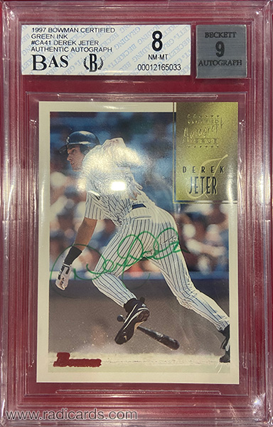 Derek Jeter 1997 Bowman Certified #CA41 Green Ink Autograph