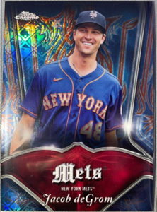 Jacob deGrom 2022 Topps Chrome Logofractor Pinstriped #PS-23 Red /5