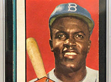 Miscut 1952 Topps Jackie Robinson Includes a Portion of the Mickey Mantle card