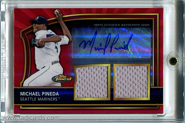 Michael Pineda 2011 Finest #86 Rookie Dual Relic Autographs Red Refractor /25