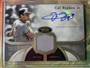 Cal Ripken Jr. 2020 Topps Tier One Autographs #T1AR-CRJ Bronze Ink /25 (Frank Thomas AU Sticker)