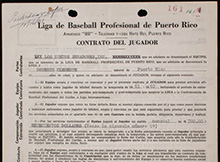 Roberto Clemente Signed Puerto Rican Contract with San Juan Senadores Makes Rare Appearance