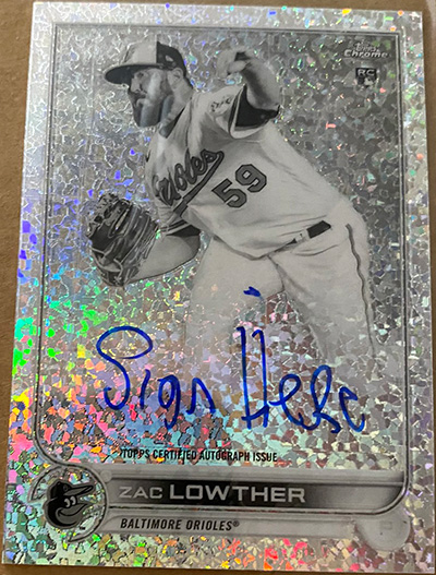 Zac Lowther 2022 Topps Chrome Rookie Autographs #RA-ZL Black and White Mini-Diamond Refractor