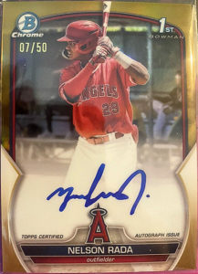 Nelson Rada 2023 Bowman Chrome Prospect Autographs #CPA-NR Gold Refractor /50 | Forged Autograph (Assumed)