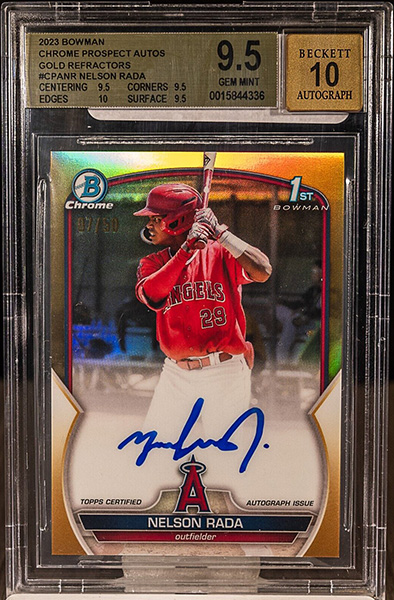 Nelson Rada 2023 Bowman Chrome Prospect Autographs #CPA-NR Gold Refractor /50 | Forged Autograph (Assumed)