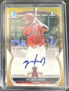 Nelson Rada 2023 Bowman Chrome Prospect Autographs #CPA-NR Gold Refractor /50 | Forged Autograph (Confirmed)