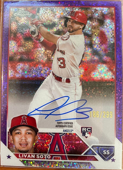 Livan Soto 2023 Topps Chrome Rookie Autographs #RA-LSO Purple Speckle Refractor /299