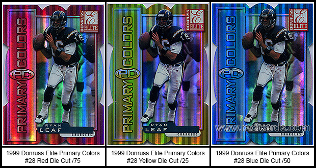1999 Donruss Elite Primary Colors Die Cut Football Cards