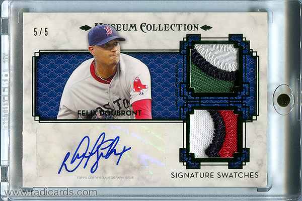 Felix Doubront 2014 Topps Museum Collection Signature Swatches Dual Relic Autographs #SSD-FD Patch /5