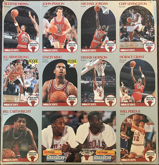 1990-91 Hoops Chicago Bulls Uncut Promo Sheet