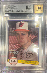 Cal Ripken Jr. 2001 Donruss Rookie Reprints #RR1 Autograph /82
