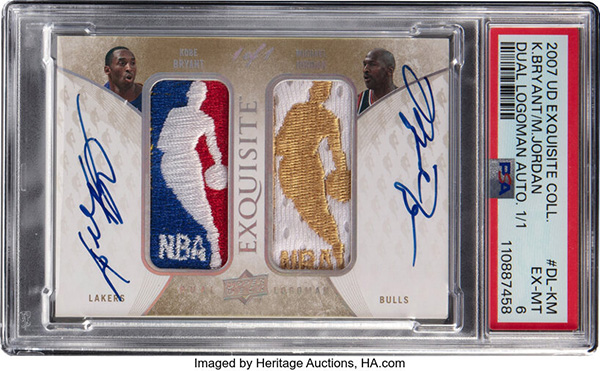 M.Jordan/K.Bryant 2007-08 Exquisite Collection Logoman Autographs Dual #DL-KM /1